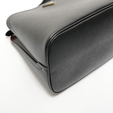 PRADA Matinee Triangle Logo Saffiano Leather Shoulder Bag black WS28461