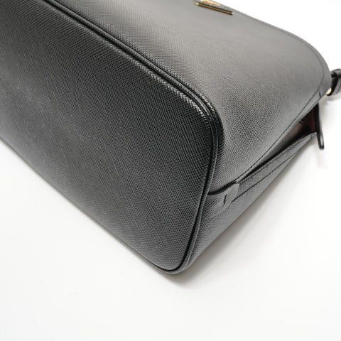 PRADA Matinee Triangle Logo Saffiano Leather Shoulder Bag black WS28461