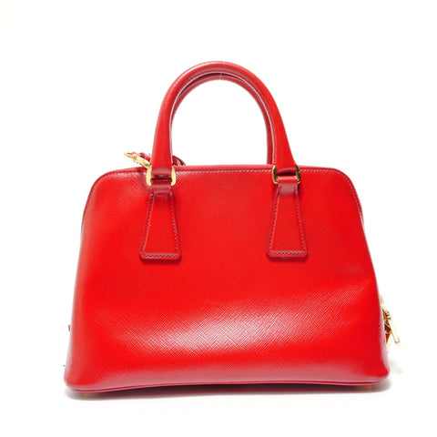PRADA Saffiano Leather Patent 2-Way Bag Handbag Red WS28462