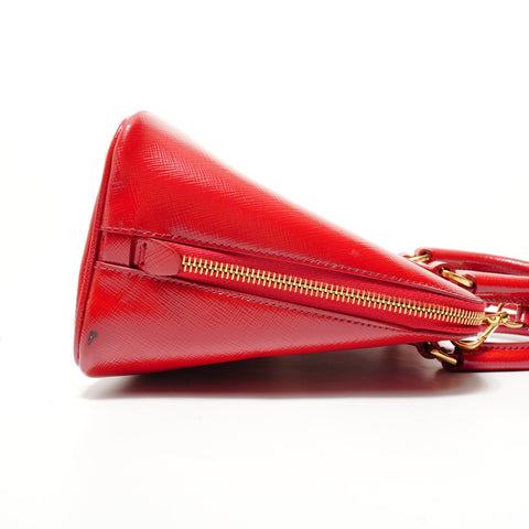PRADA Saffiano Leather Patent 2-Way Bag Handbag Red WS28462