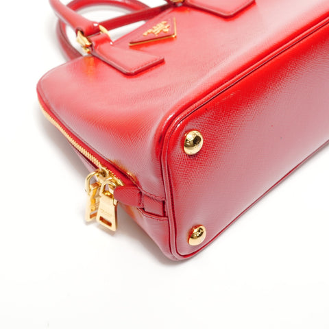 PRADA Saffiano Leather Patent 2-Way Bag Handbag Red WS28462