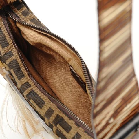 FENDI One Shoulder Bag Zucca Fur Canvas Shoulder Bag Brown WS28469