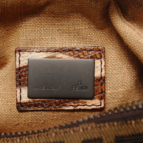 FENDI One Shoulder Bag Zucca Fur Canvas Shoulder Bag Brown WS28469