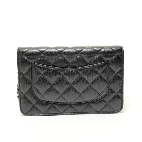 CHANEL Matelassé Chain Wallet, Caviar Leather Shoulder Bag black WS28470