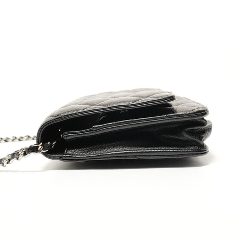 CHANEL Matelassé Chain Wallet, Caviar Leather Shoulder Bag black WS28470