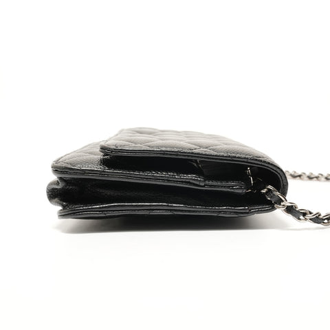 CHANEL Matelassé Chain Wallet, Caviar Leather Shoulder Bag black WS28470