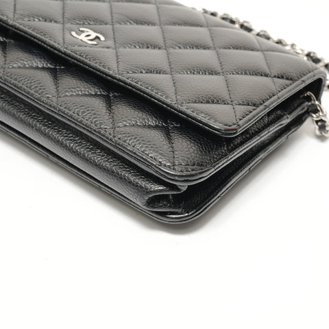 CHANEL Matelassé Chain Wallet, Caviar Leather Shoulder Bag black WS28470