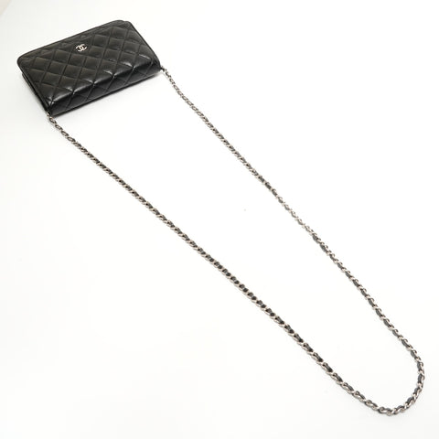 CHANEL Matelassé Chain Wallet, Caviar Leather Shoulder Bag black WS28470