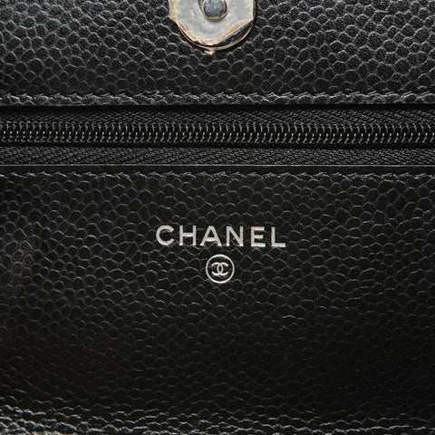 CHANEL Matelassé Chain Wallet, Caviar Leather Shoulder Bag black WS28470