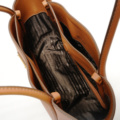 PRADA Triangle logo, soft grain leather Shoulder Bag Brown WS28472