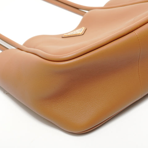PRADA Triangle logo, soft grain leather Shoulder Bag Brown WS28472