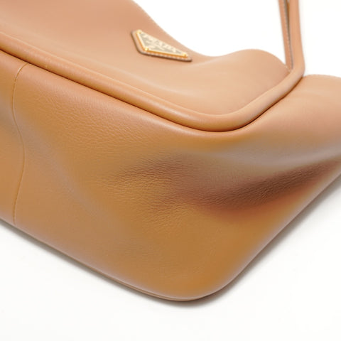 PRADA Triangle logo, soft grain leather Shoulder Bag Brown WS28472