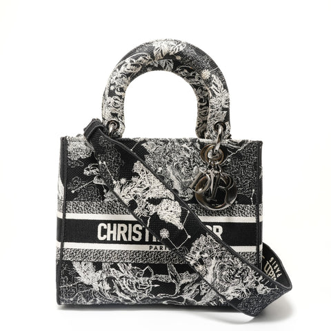 Christian Dior Zodiac Lady D-Lite 2-Way Canvas Handbag black WS28473