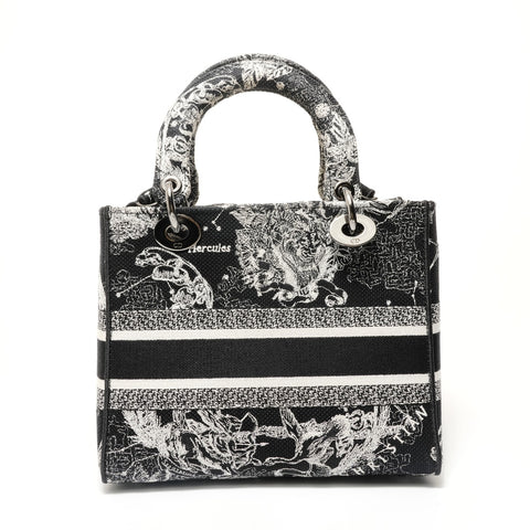Christian Dior Zodiac Lady D-Lite 2-Way Canvas Handbag black WS28473