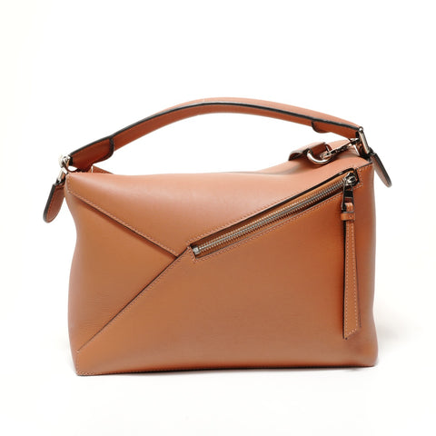 LOEWE Puzzle Bag Medium 2-Way Leather Shoulder Bag Brown WS28475