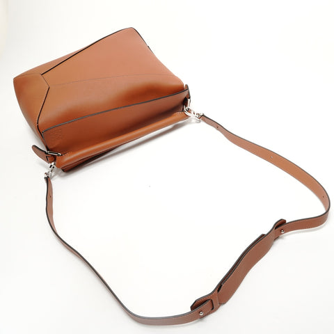 LOEWE Puzzle Bag Medium 2-Way Leather Shoulder Bag Brown WS28475