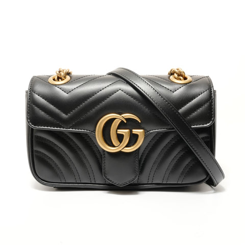 GUCCI GG Marmont Chain Shoulder Leather 446744 Shoulder Bag black WS28477