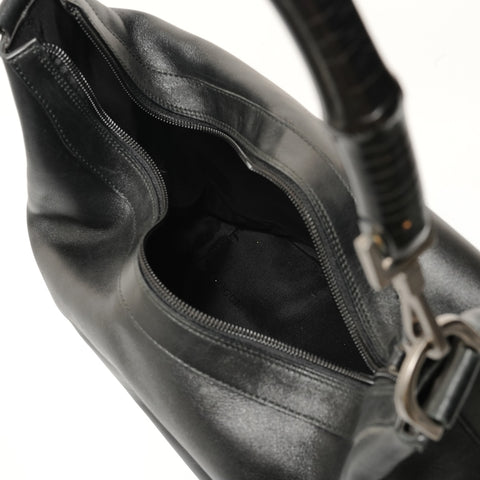 GUCCI Bamboo One-Shoulder Leather Bag Shoulder Bag black WS28479