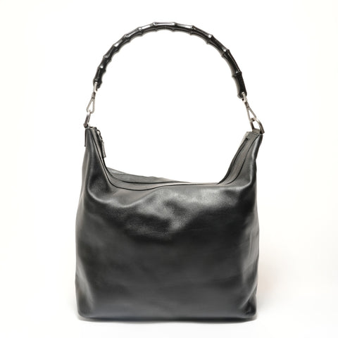 GUCCI Bamboo One-Shoulder Leather Bag Shoulder Bag black WS28479