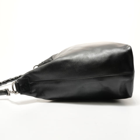 GUCCI Bamboo One-Shoulder Leather Bag Shoulder Bag black WS28479