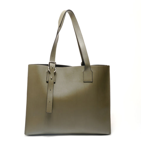 LOEWE Buckle Horizontal Leather Khaki Tote Bag khaki WS28481