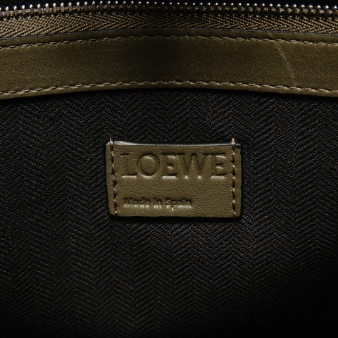 LOEWE Buckle Horizontal Leather Khaki Tote Bag khaki WS28481