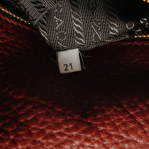 PRADA Tote Bag leather Shoulder Bag Brown WS28482