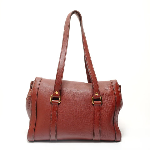 PRADA Tote Bag leather Shoulder Bag Brown WS28482