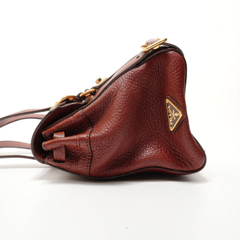 PRADA Tote Bag leather Shoulder Bag Brown WS28482