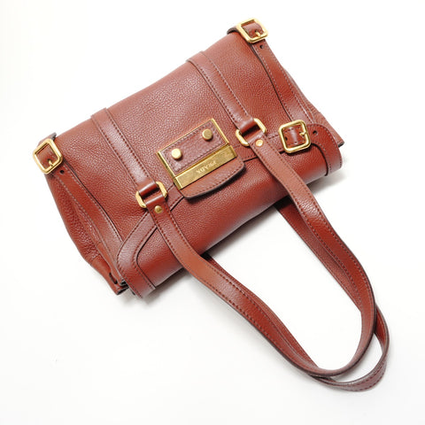 PRADA Tote Bag leather Shoulder Bag Brown WS28482