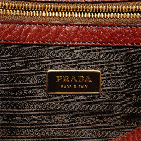 PRADA Tote Bag leather Shoulder Bag Brown WS28482