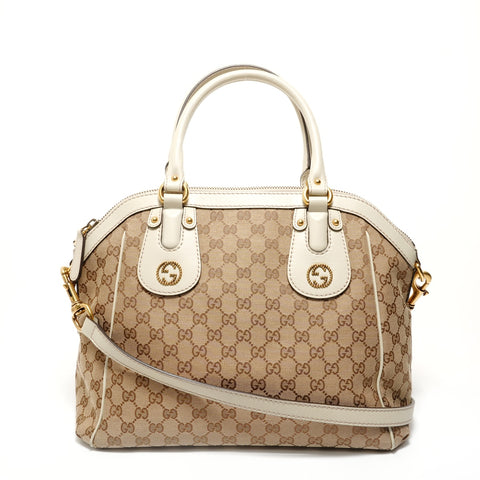 GUCCI Scarlett 2WAY GG Canvas Handbag beige WS28484