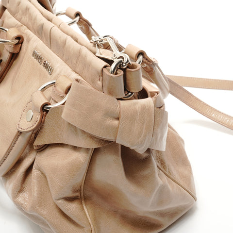 Miu Miu Vitello Lux 2-Way Leather Handbag beige WS28485