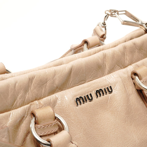 Miu Miu Vitello Lux 2-Way Leather Handbag beige WS28485