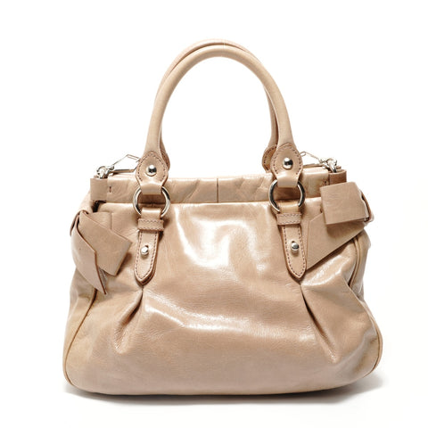 Miu Miu Vitello Lux 2-Way Leather Handbag beige WS28485