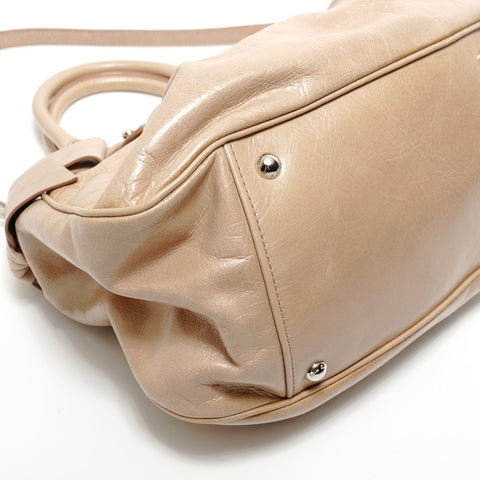 Miu Miu Vitello Lux 2-Way Leather Handbag beige WS28485