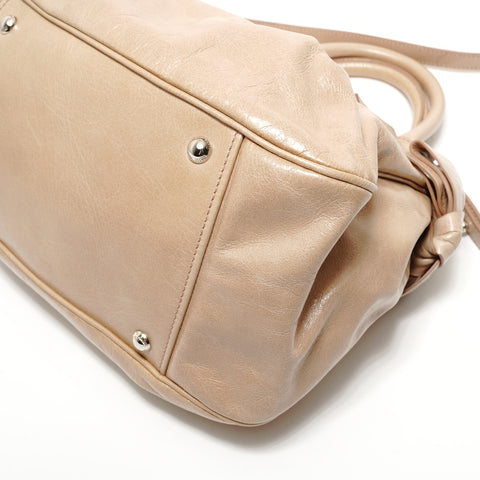 Miu Miu Vitello Lux 2-Way Leather Handbag beige WS28485