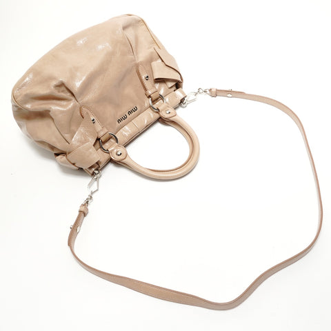 Miu Miu Vitello Lux 2-Way Leather Handbag beige WS28485