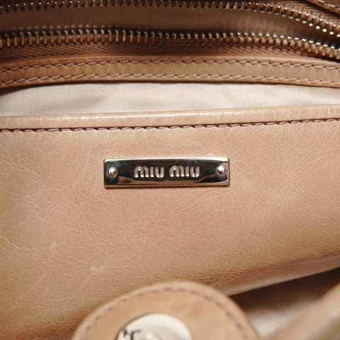 Miu Miu Vitello Lux 2-Way Leather Handbag beige WS28485
