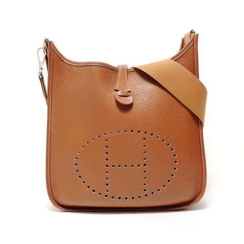HERMES � J stamp, 2014 Evelyn 1 PM Taurillon Clemence Shoulder Bag Brown WS28486