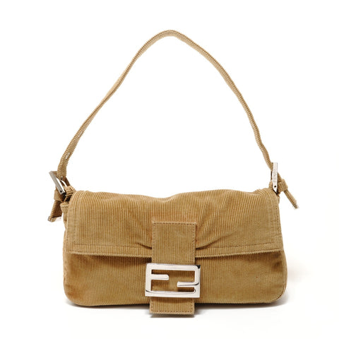 FENDI Mamma Bucket One Belt Corduroy Shoulder Bag Brown WS28487