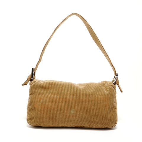 FENDI Mamma Bucket One Belt Corduroy Shoulder Bag Brown WS28487