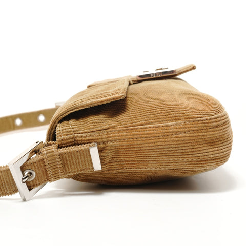 FENDI Mamma Bucket One Belt Corduroy Shoulder Bag Brown WS28487