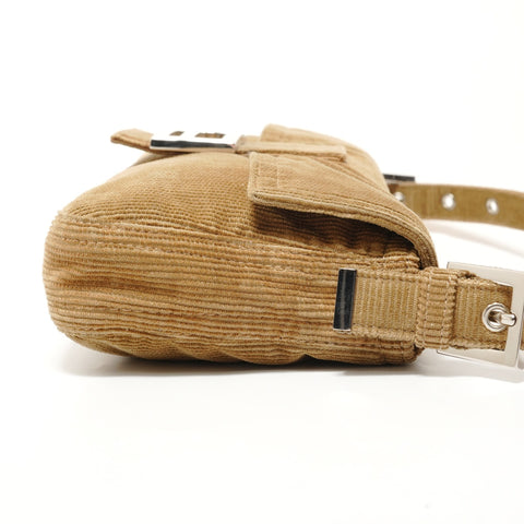 FENDI Mamma Bucket One Belt Corduroy Shoulder Bag Brown WS28487