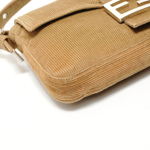 FENDI Mamma Bucket One Belt Corduroy Shoulder Bag Brown WS28487
