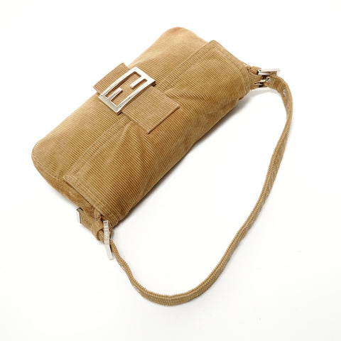 FENDI Mamma Bucket One Belt Corduroy Shoulder Bag Brown WS28487