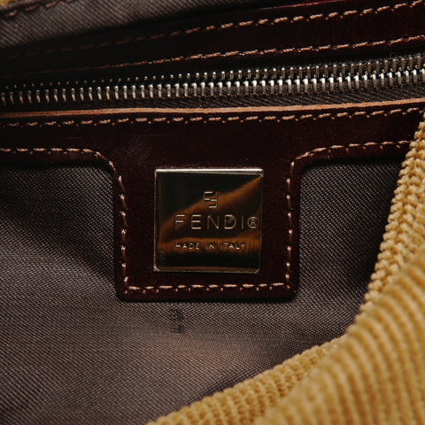 FENDI Mamma Bucket One Belt Corduroy Shoulder Bag Brown WS28487