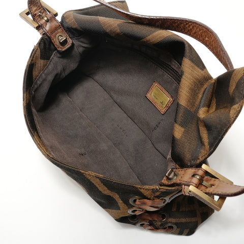 FENDI Mamma Bucket One Belt Zucca Shoulder Bag Brown WS28488