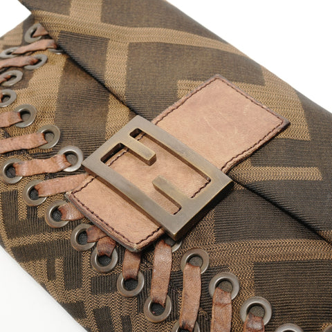 FENDI Mamma Bucket One Belt Zucca Shoulder Bag Brown WS28488