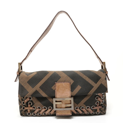 FENDI Mamma Bucket One Belt Zucca Shoulder Bag Brown WS28488